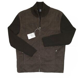 NEW Bogner Sweater Jacket! Size M/L Euro 50 Brown  Knit Body With Quilted Front